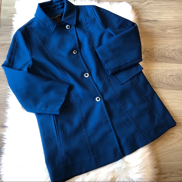 Vintage Samuel Martin Teal Blue Raincoat size med - Picture 2 of 4